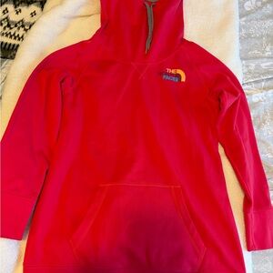 The North Face Red Hoodie with Multicolor Logo